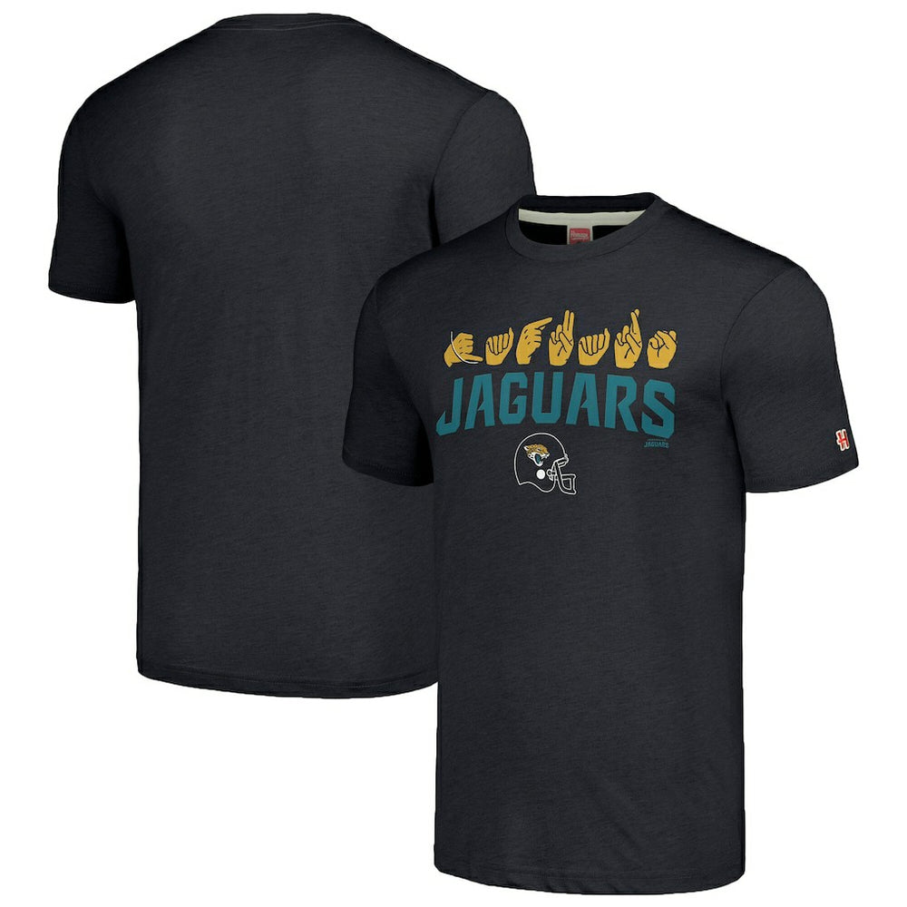 Homage Unisex The NFL ASL Collection by Love Sign American Sign Language T-Shirt - Jacksonville Jaguars