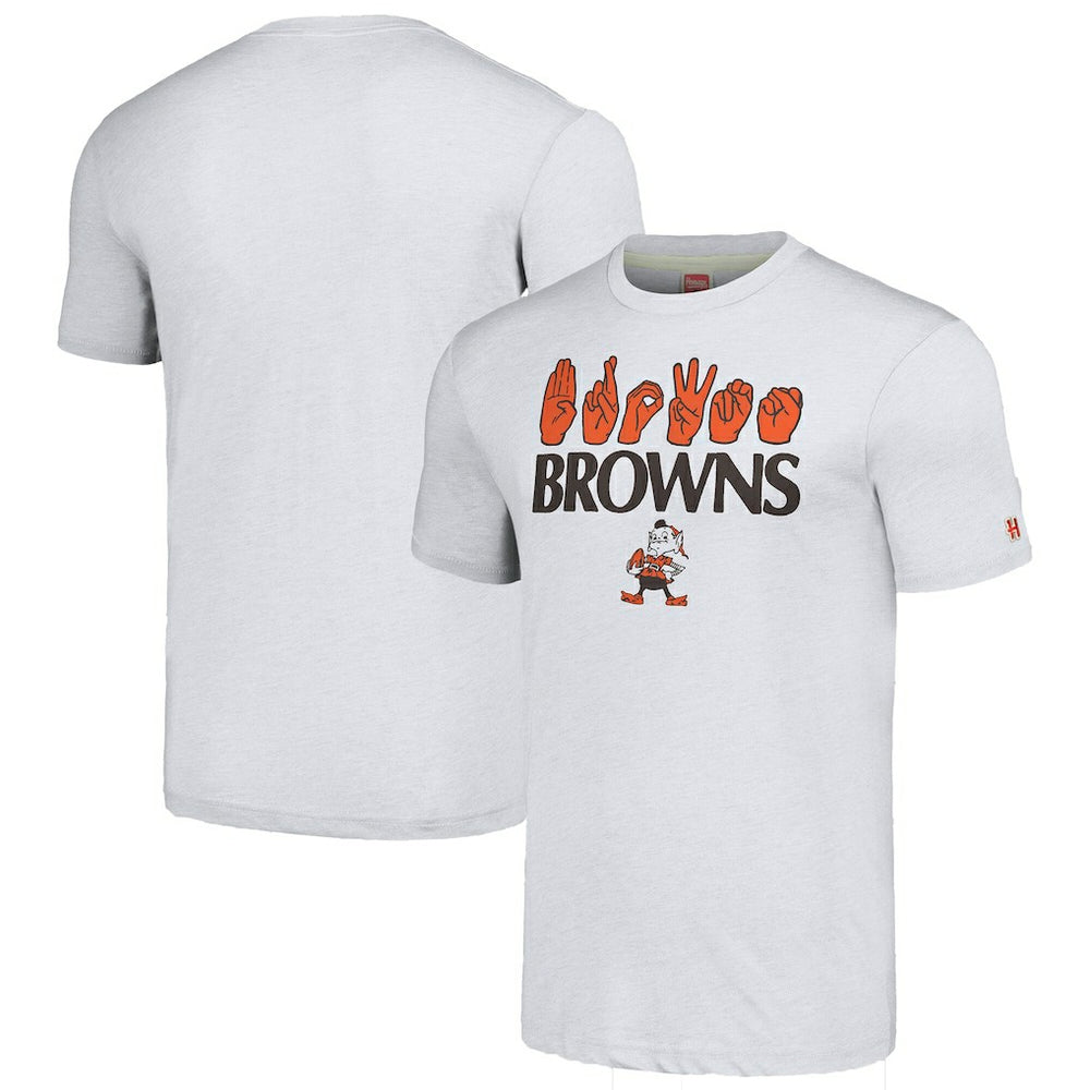 Homage Unisex The NFL ASL Collection by Love Sign American Sign Language T-Shirt - Cleveland Browns