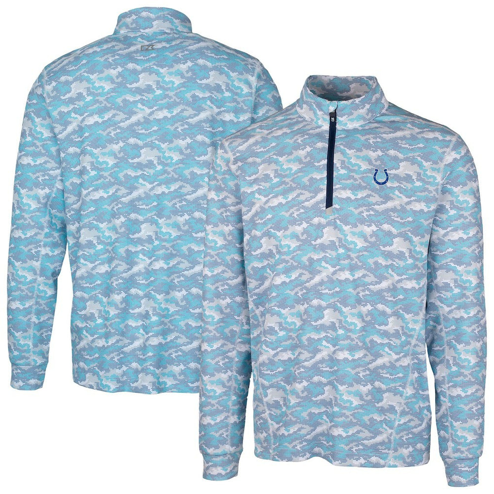 Cutter & Buck Traverse Camo Print Stretch Quarter-Zip Pullover Top - Indianapolis Colts
