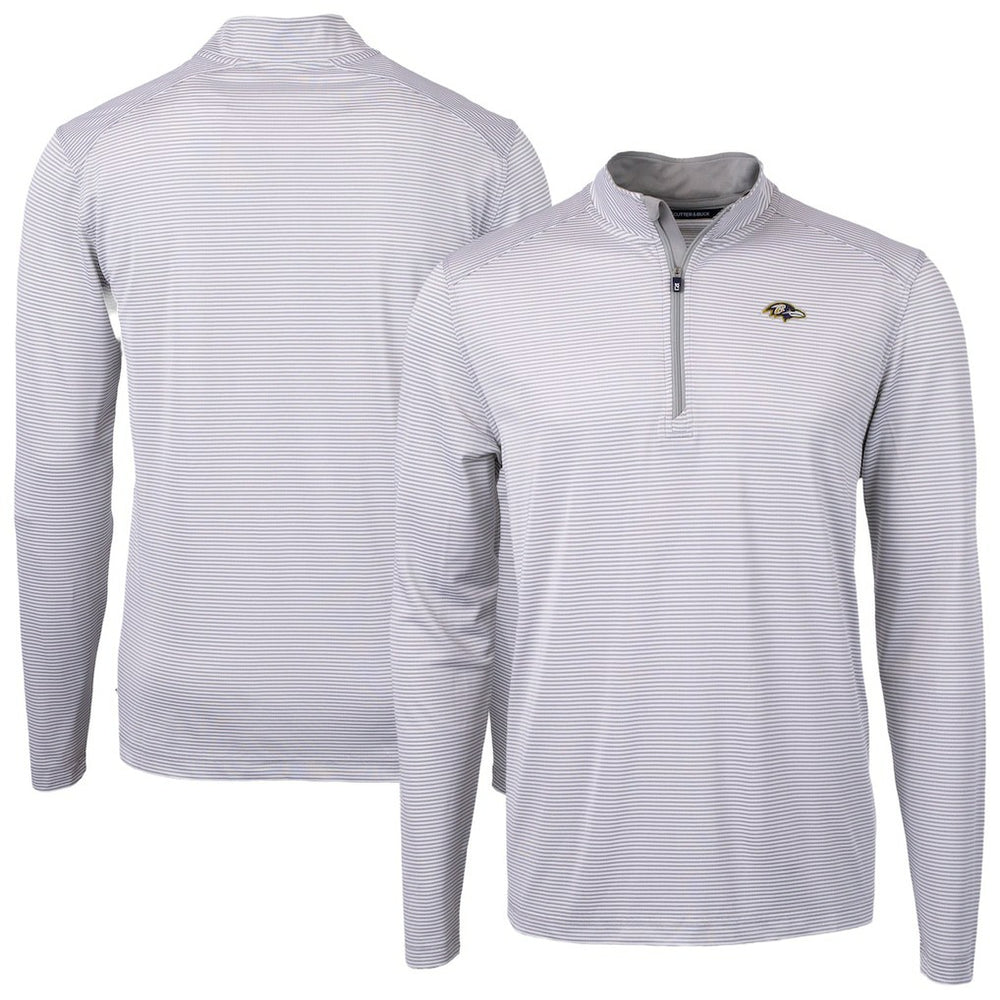 Cutter & Buck Virtue Eco Pique Micro Stripe Quarter-Zip Jacket - Baltimore Ravens