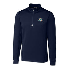 Cutter & Buck Big & Tall Traverse Eco Tri-Blend DryTec Quarter-Zip Jacket - Miami Dolphins