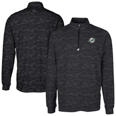 Cutter & Buck Big & Tall Traverse Eco Camo Tri-Blend DryTec Quarter-Zip Jacket - Miami Dolphins