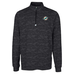 Cutter & Buck Big & Tall Traverse Eco Camo Tri-Blend DryTec Quarter-Zip Jacket - Miami Dolphins