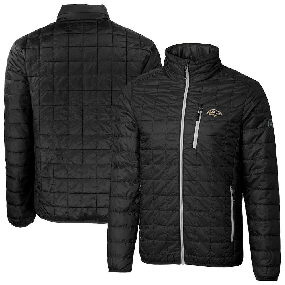 Cutter & Buck Big & Tall Rainier PrimaLoft Eco Insulated Full-Zip Hoodie Puffer Jacket - Baltimore Ravens