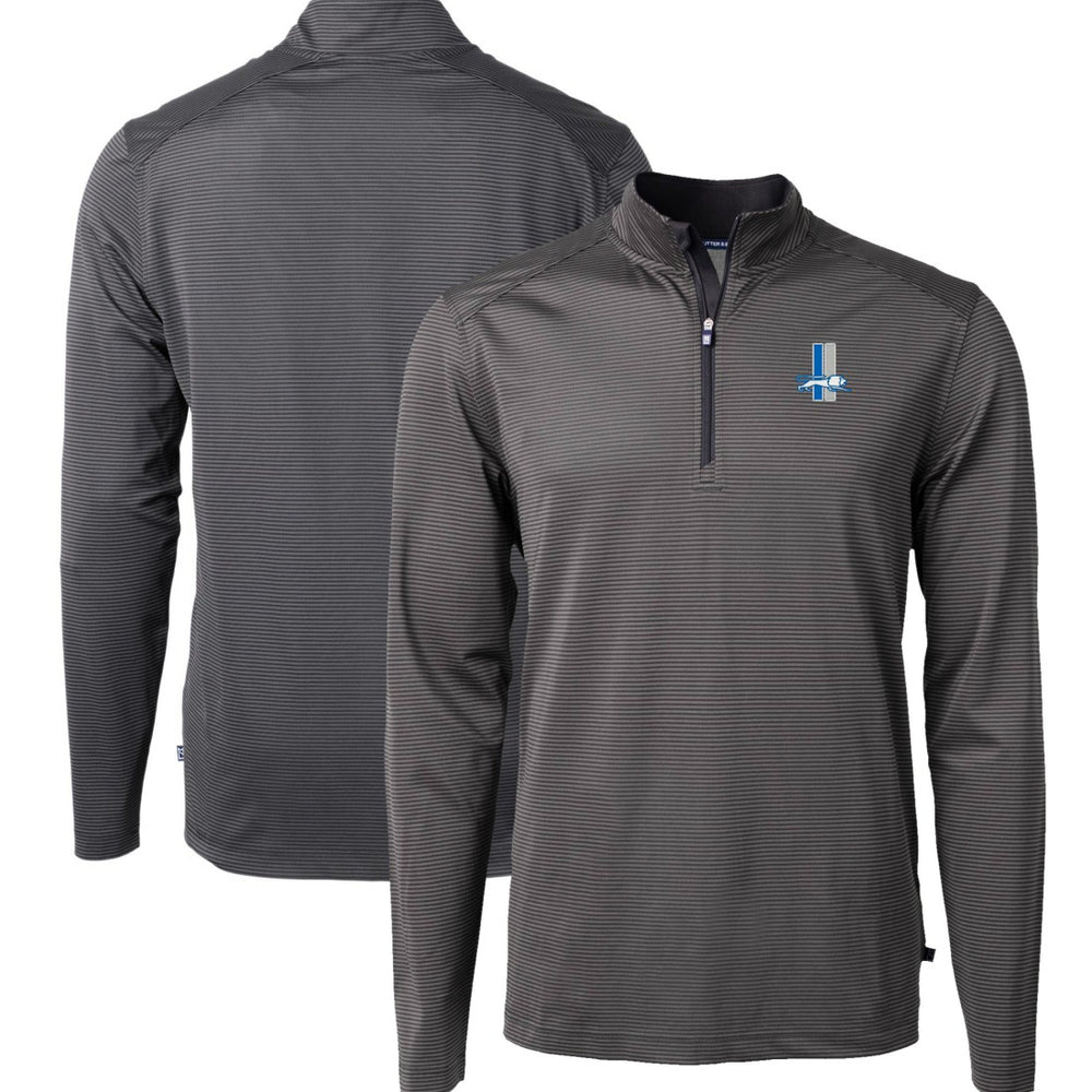 Cutter & Buck Big & Tall Virtue Eco Pique Micro Stripe Tri-Blend Quarter-Zip Jacket - Detroit Lions