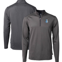 Cutter & Buck Big & Tall Virtue Eco Pique Micro Stripe Tri-Blend Quarter-Zip Jacket - Detroit Lions