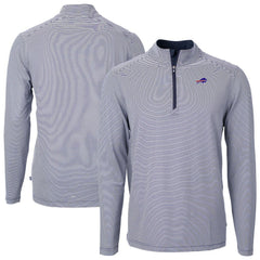 Cutter & Buck Big & Tall Virtue Eco Pique Micro Stripe Tri-Blend Quarter-Zip Jacket - Buffalo Bills