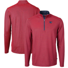 Cutter & Buck Big & Tall Americana Virtue Eco Pique Micro Stripe Tri-Blend Quarter-Zip Jacket - Washington Commanders