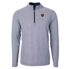 Cutter & Buck Big & Tall Virtue Eco Pique Micro Stripe Tri-Blend Quarter-Zip Jacket - Chicago Bears