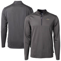 Cutter & Buck Big & Tall Virtue Eco Pique Micro Stripe Tri-Blend Quarter-Zip Jacket - Baltimore Ravens