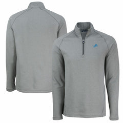 Cutter & Buck Peshastin Eco Fleece Tri-Blend Raglan Recycled Quarter-Zip Jacket - Detroit Lions