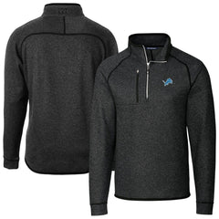 Cutter & Buck Big & Tall Mainsail Sweater-Knit Raglan Half-Zip Jacket - Detroit Lions