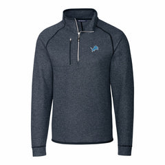 Cutter & Buck Big & Tall Mainsail Sweater-Knit Raglan Half-Zip Jacket - Detroit Lions