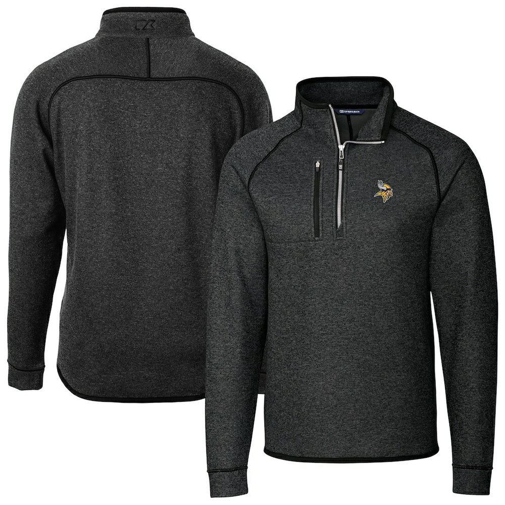 Cutter & Buck Big & Tall Mainsail Sweater-Knit Raglan Half-Zip Jacket - Minnesota Vikings
