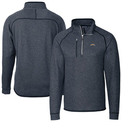 Cutter & Buck Big & Tall Mainsail Sweater-Knit Raglan Half-Zip Jacket - Los Angeles Chargers
