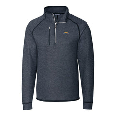 Cutter & Buck Big & Tall Mainsail Sweater-Knit Raglan Half-Zip Jacket - Los Angeles Chargers