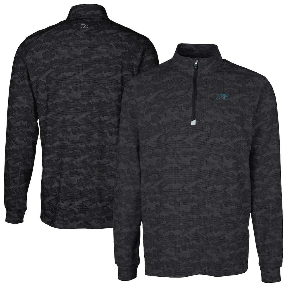 Cutter & Buck Big & Tall Traverse Eco Camo Tri-Blend DryTec Quarter-Zip Jacket - Carolina Panthers