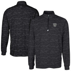 Cutter & Buck Big & Tall Traverse Eco Camo Tri-Blend DryTec Quarter-Zip Jacket - Las Vegas Raiders