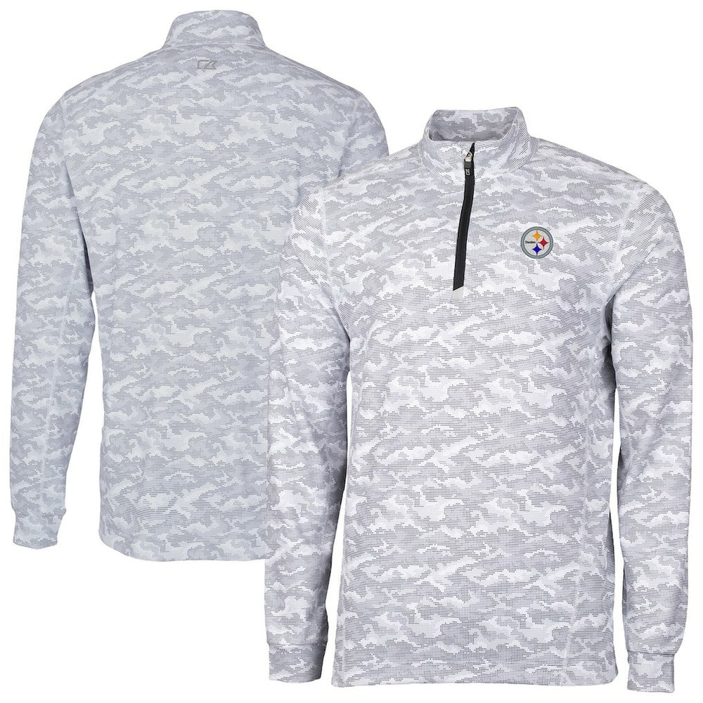 Cutter & Buck Big & Tall Traverse Eco Camo Tri-Blend DryTec Quarter-Zip Jacket - Pittsburgh Steelers