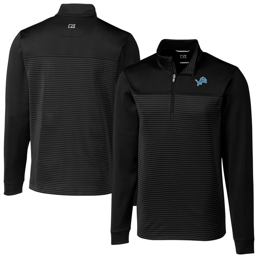 Cutter & Buck Traverse Eco Stripe Tri-Blend DryTec Quarter-Zip Jacket - Detroit Lions