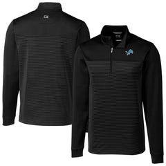 Cutter & Buck Traverse Eco Stripe Tri-Blend DryTec Quarter-Zip Jacket - Detroit Lions