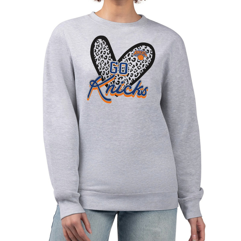 NBA New York Knicks G-III 4Her by Carl Banks Women's Leopard Heart Fleece Pullover Sweatshirt