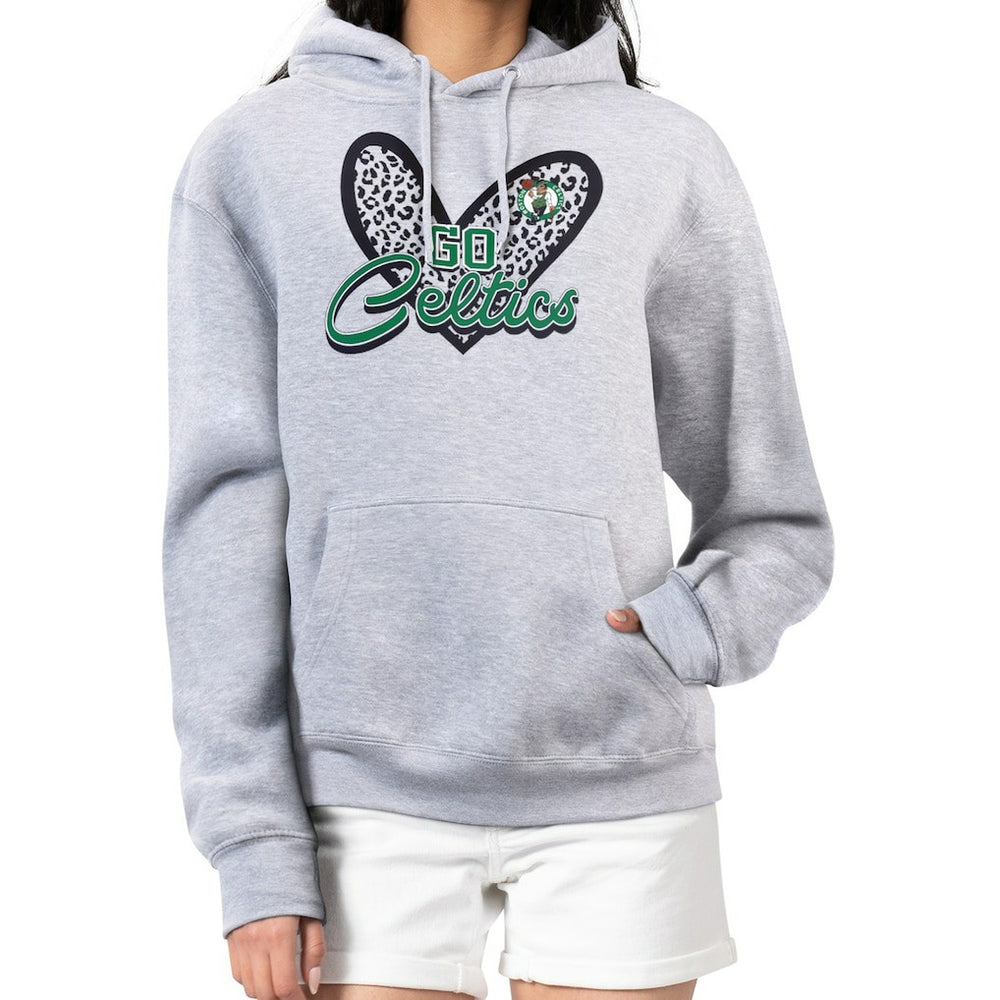 NBA Boston Celtics G-III 4Her by Carl Banks Women's Leopard Heart Graphic Fleece Pullover Hoodie