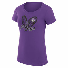 NBA Sacramento Kings G-III 4Her by Carl Banks Women's Super-Slim Fit Lightweight Leopard Heart T-Shirt