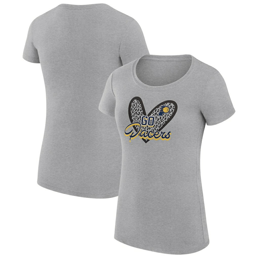 NBA Indiana Pacers G-III 4Her by Carl Banks Women's Super-Slim Fit Lightweight Leopard Heart T-Shirt