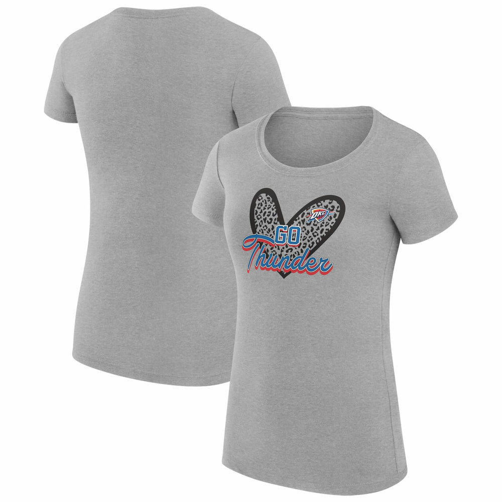 NBA Oklahoma City Thunder G-III 4Her by Carl Banks Women's Super-Slim Fit Lightweight Leopard Heart T-Shirt
