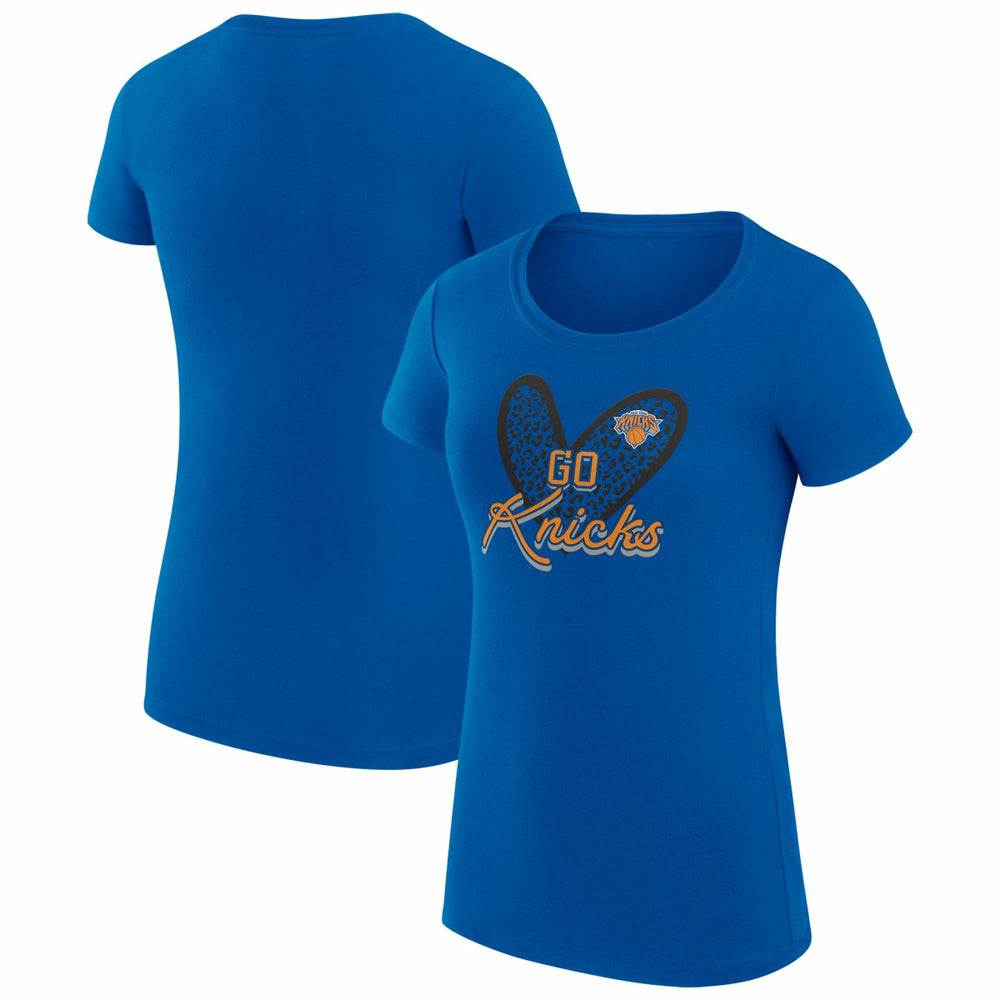 NBA New York Knicks G-III 4Her by Carl Banks Women's Super-Slim Fit Lightweight Leopard Heart T-Shirt