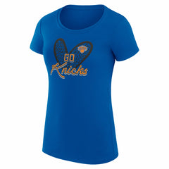 NBA New York Knicks G-III 4Her by Carl Banks Women's Super-Slim Fit Lightweight Leopard Heart T-Shirt