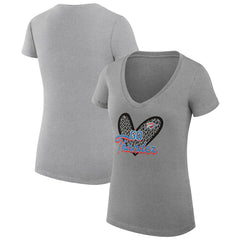 NBA Oklahoma City Thunder G-III 4Her by Carl Banks Women's Super-Slim Fit Lightweight Leopard Heart V-Neck T-Shirt