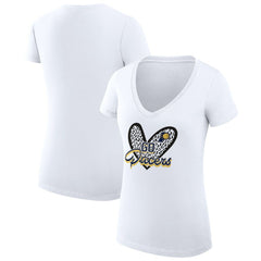 NBA Indiana Pacers G-III 4Her by Carl Banks Women's Super-Slim Fit Lightweight Leopard Heart V-Neck T-Shirt