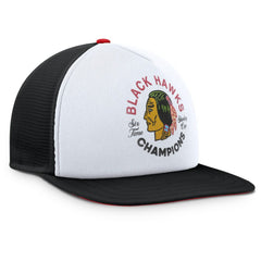 NHL White/Black Chicago Blackhawks Fanatics Decades Collection Foam Front Snapback Hat
