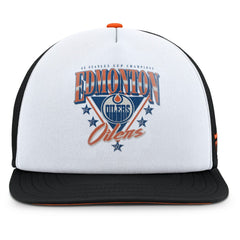 NHL White/Black Edmonton Oilers Fanatics Decades Collection Foam Front Snapback Hat