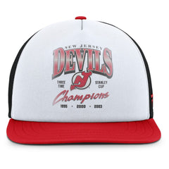 NHL White/Red New Jersey Devils Fanatics Decades Collection Foam Front Snapback Hat