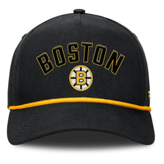 NHL Black Boston Bruins Fanatics Decades Collection A-Frame Rope Adjustable Hat