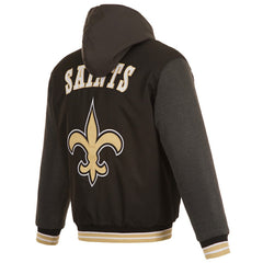 JH Design Reversible Twill Hoodie Full-Zip Jacket - New Orleans Saints