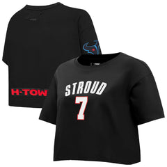 C.J. Stroud Pro Standard Women's Player Name & Number Cropped Boxy T-Shirt - Houston Texans