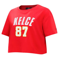 Travis Kelce Pro Standard Women's Player Name & Number Cropped Boxy T-Shirt - Kansas City Chiefs