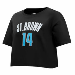 Amon-Ra St. Brown Pro Standard Women's Player Name & Number Cropped Boxy T-Shirt - Detroit Lions
