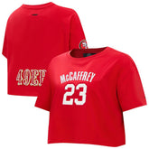 Christian McCaffrey Pro Standard Women's Player Name & Number Cropped Boxy T-Shirt - San Francisco 49ers
