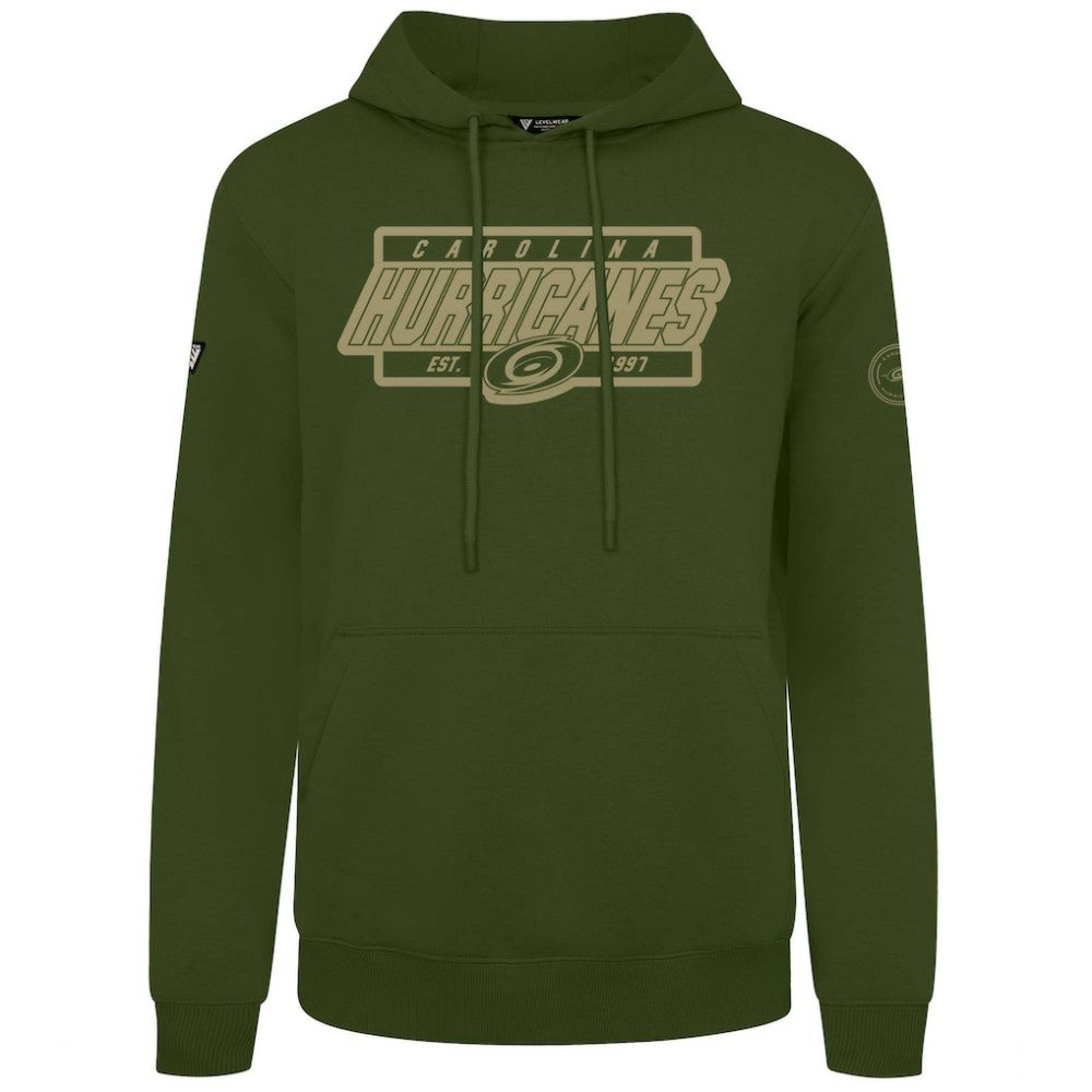 NHL Olive Carolina Hurricanes Levelwear Podium Pullover Hoodie