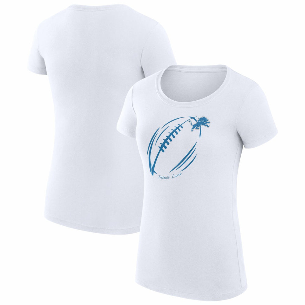 G-III 4Her by Carl Banks Women's Super-Slim Fit Lightweight Subtle Football T-Shirt - Detroit Lions