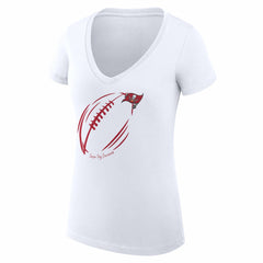 G-III 4Her by Carl Banks Women's Super-Slim Fit Lightweight Subtle Football V-Neck T-Shirt - Tampa Bay Buccaneers
