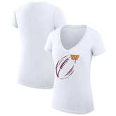 G-III 4Her by Carl Banks Women's Super-Slim Fit Lightweight Subtle Football V-Neck T-Shirt - Washington Commanders