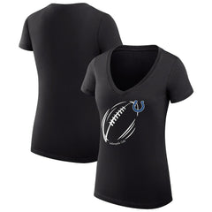 G-III 4Her by Carl Banks Women's Super-Slim Fit Lightweight Subtle Football V-Neck T-Shirt - Indianapolis Colts