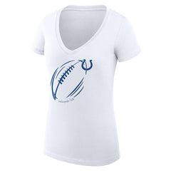 G-III 4Her by Carl Banks Women's Super-Slim Fit Lightweight Subtle Football V-Neck T-Shirt - Indianapolis Colts