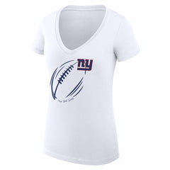 G-III 4Her by Carl Banks Women's Super-Slim Fit Lightweight Subtle Football V-Neck T-Shirt - New York Giants